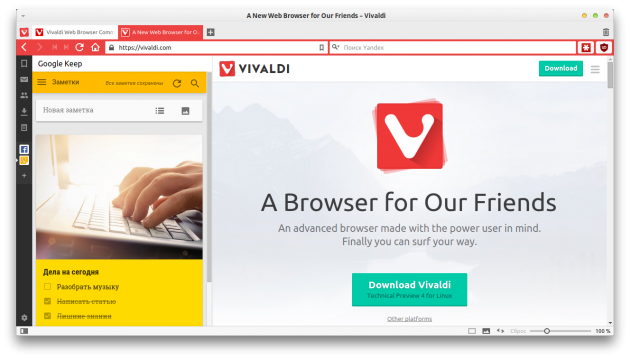 Vivaldi sidebar