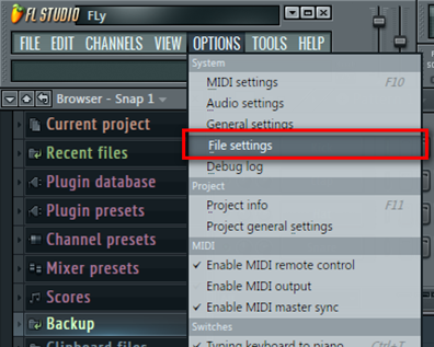 Настройка FL Studio. File Settings