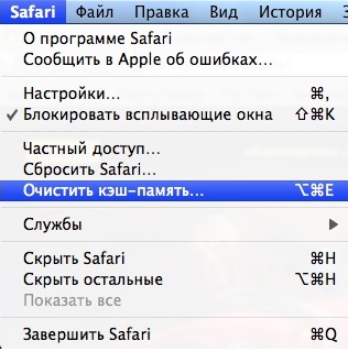 очистить Safari