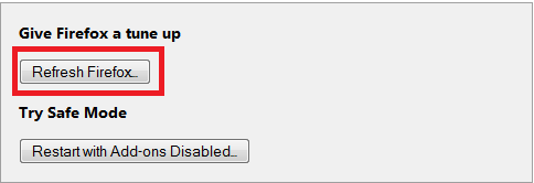 Кнопка «Refresh Firefox» 