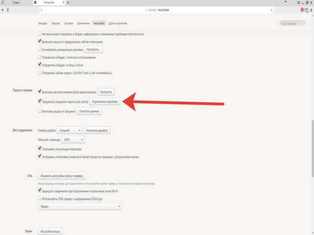 Управление паролями в Яндекс браузере