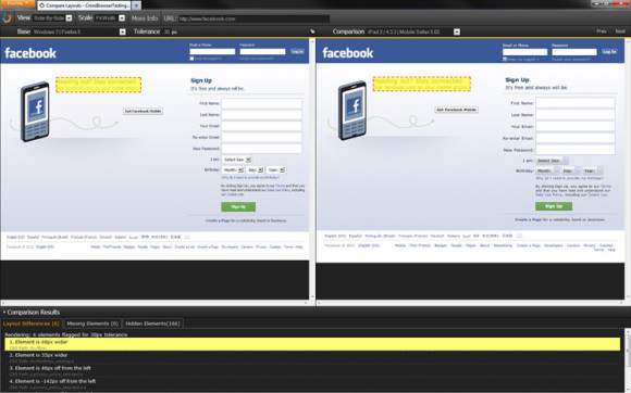 CrossBrowserTesting - сравнение слоев