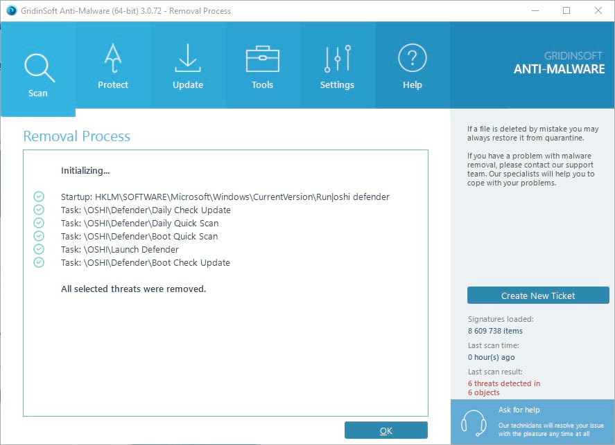 GridinSoft Anti-Malware Removal Process