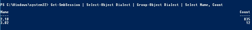 Get-SmbSession Получить количество клиентов, использующих разные версии SMB 