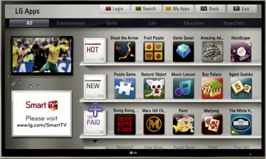 Интерфейс магазина приложений LG Apps