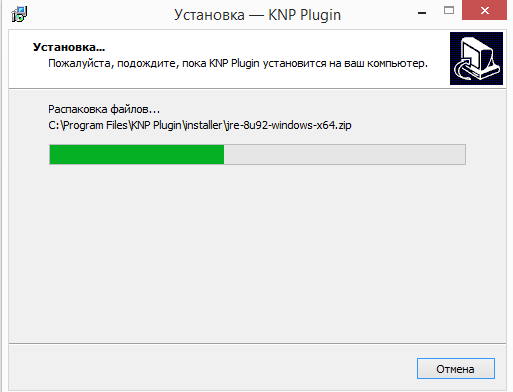 Рисунок 9. Процесс выполнения установки Плагина