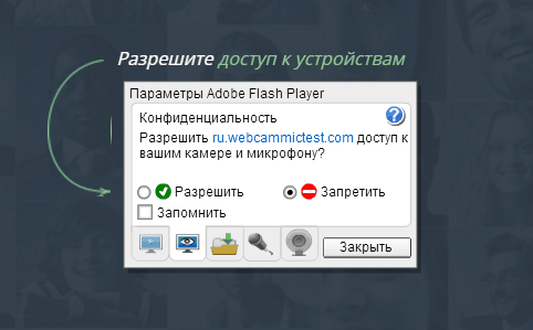 Разрешение включить камеру.