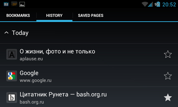  Обзор стандартного браузера в Android 4.0.3