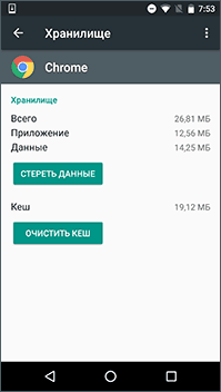 Очистка данных в Chrome для Android