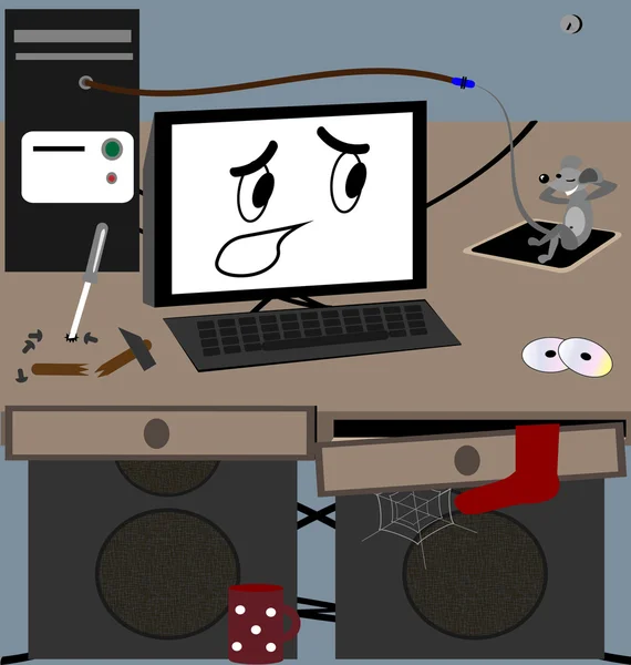 Компьютера и мышь — стоковый вектор