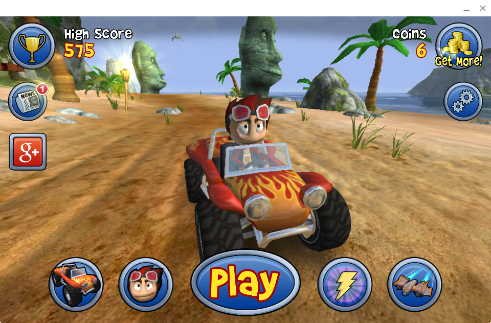 Судя по Beach Buggy Blitz, проблем с трехмерной графикой нет, а вот нарисованные на экране педали непригодны при управлении мышкой