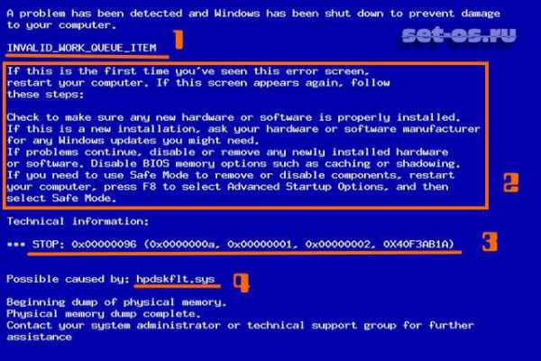 Коды синего экрана расшифровка