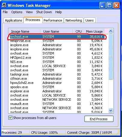 Svchost грузит процессор windows server 2008 r2 решение
