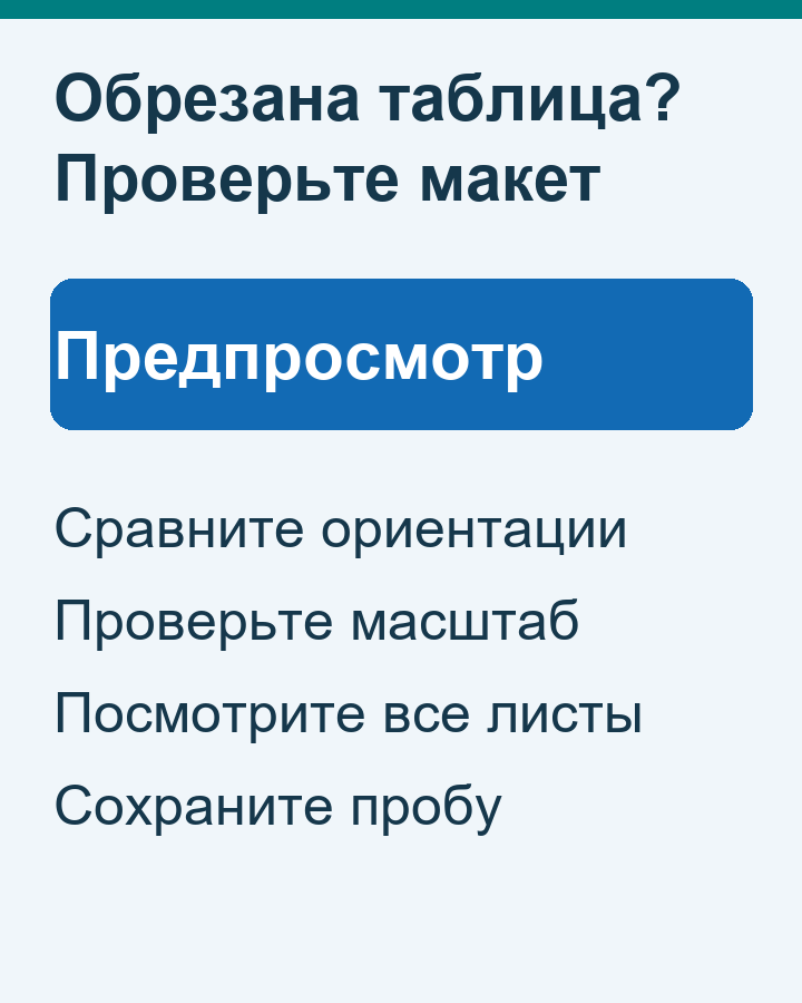 Проверка ориентации, масштаба и всех листов перед сохранением PDF